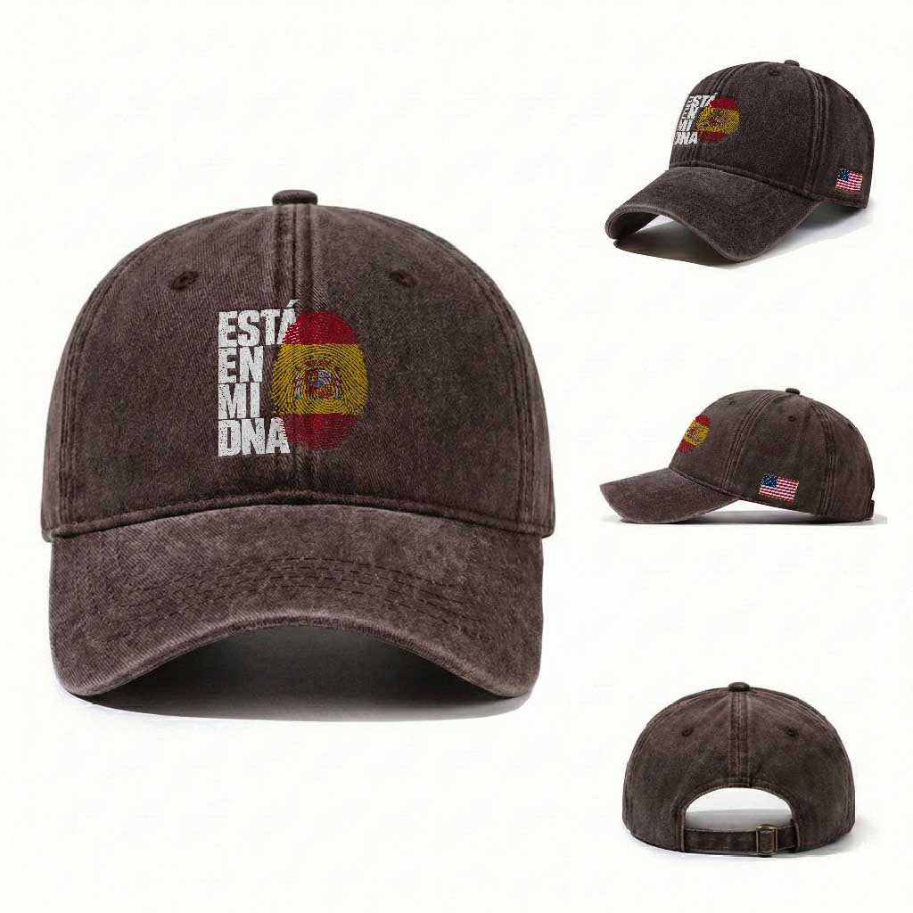 It's in My DNA Espana Spain Spanish Flag Pride Washed Cotton Baseball Cap