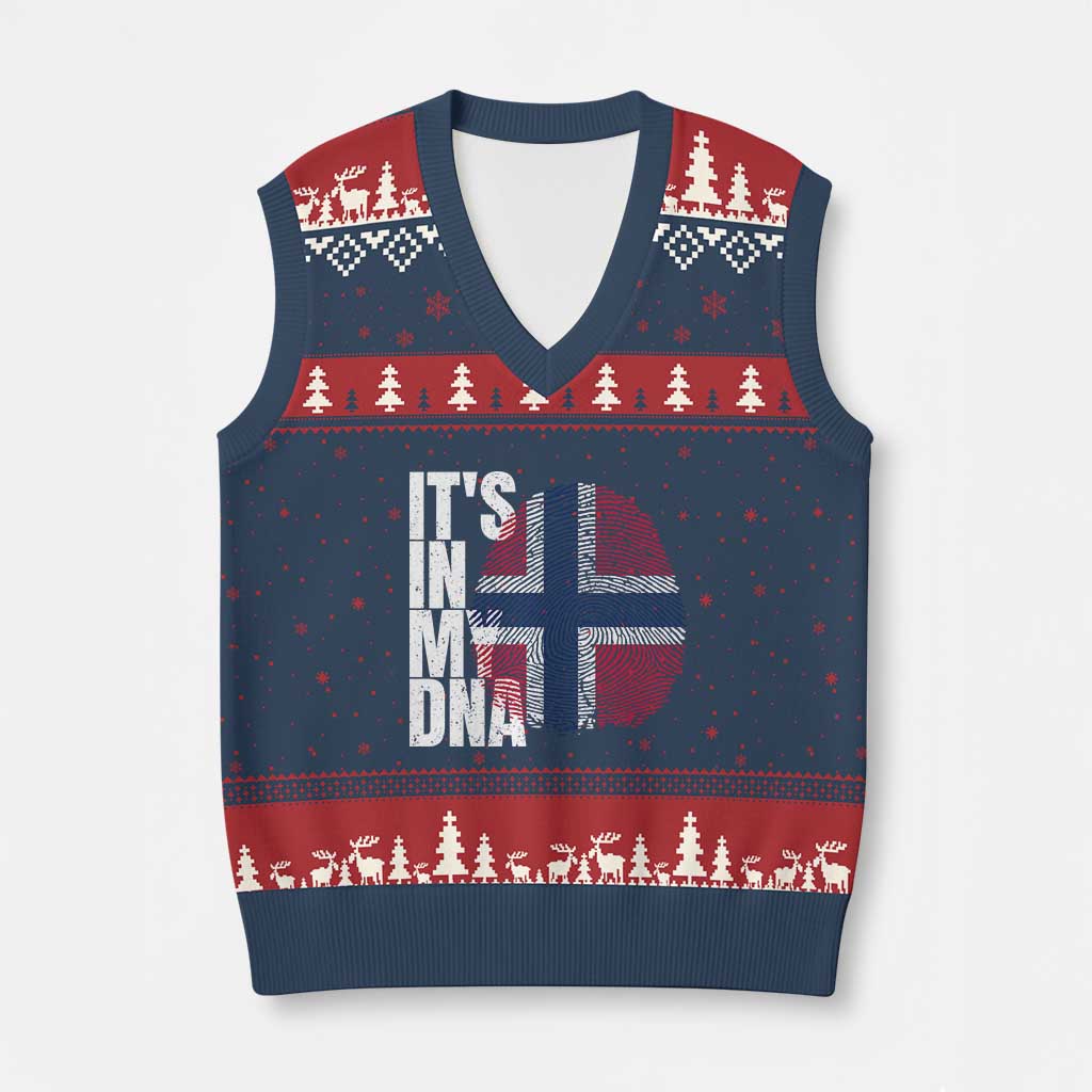 It's in My DNA Norway Norwegian Flag Pride V-Neck Knit Sweater Vest