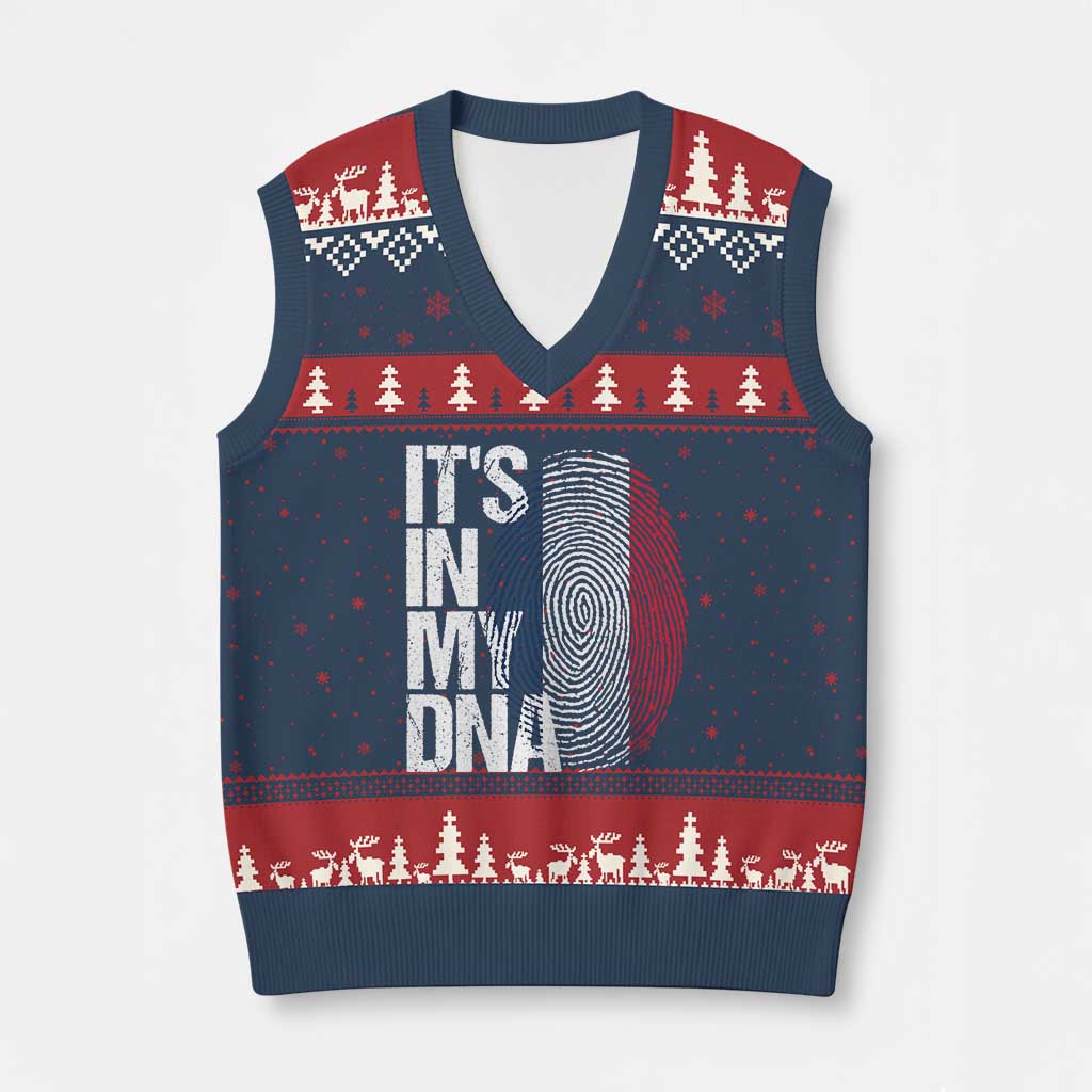 It's in My DNA France French Flag V-Neck Knit Sweater Vest