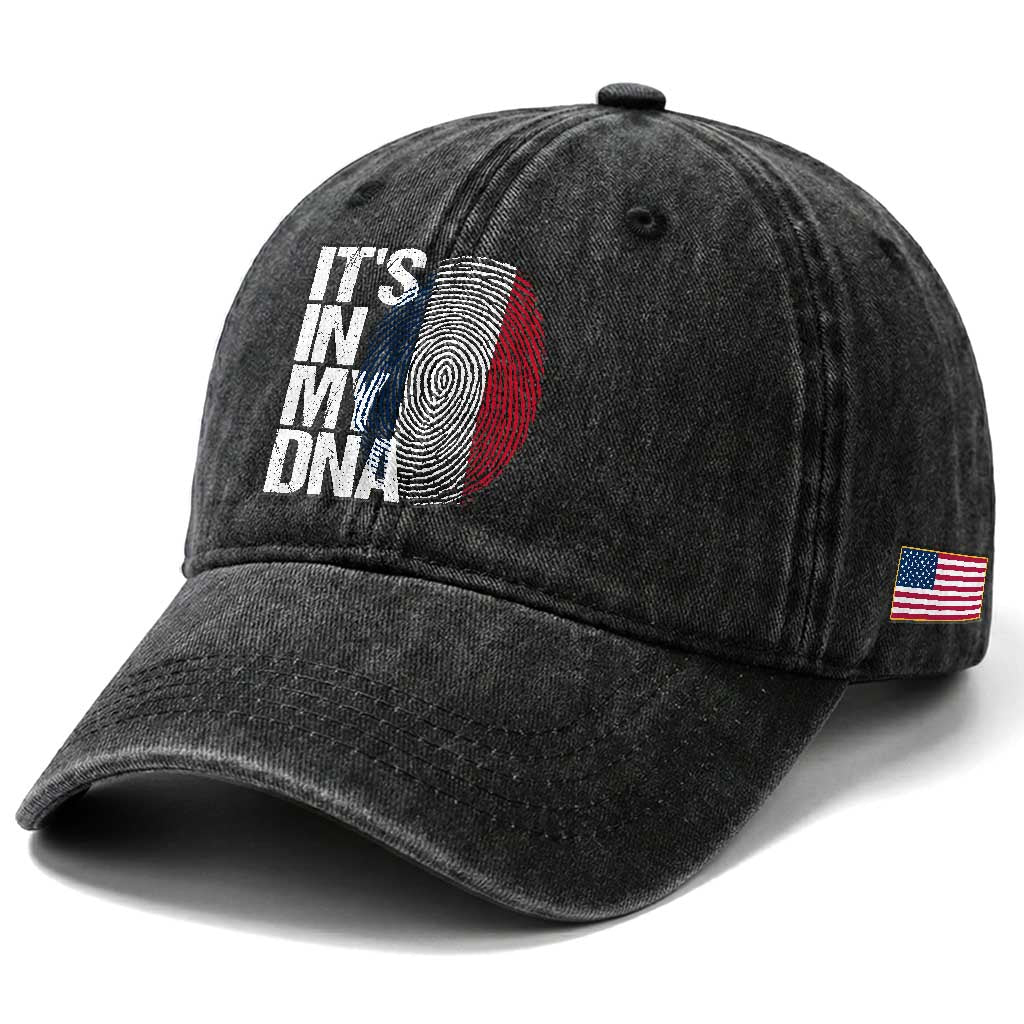 It's in My DNA France French Flag Washed Cotton Baseball Cap