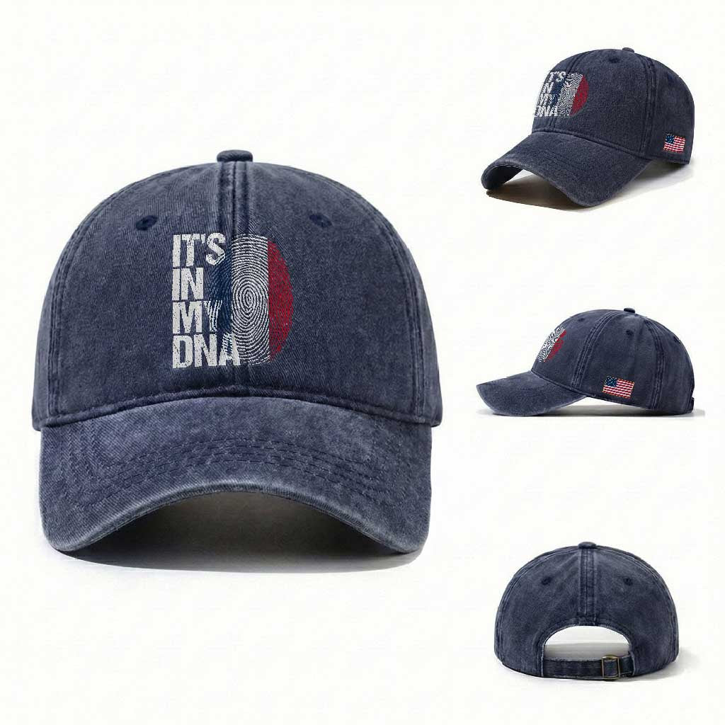 It's in My DNA France French Flag Washed Cotton Baseball Cap