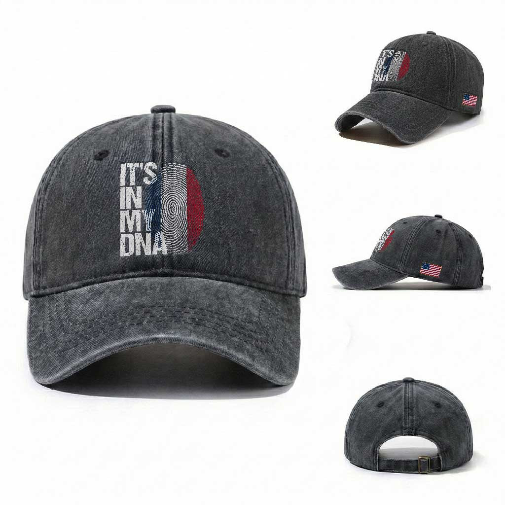 It's in My DNA France French Flag Washed Cotton Baseball Cap
