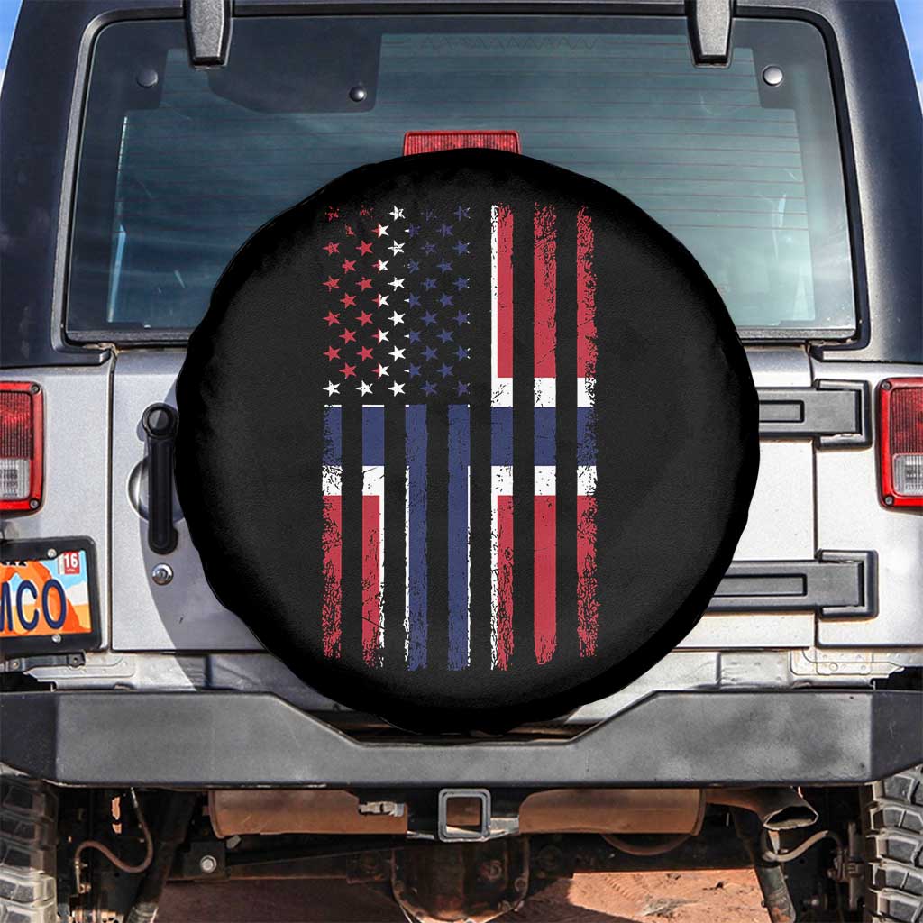 Norwegian Roots Half American Flag USA Norway Pride Spare Tire Cover