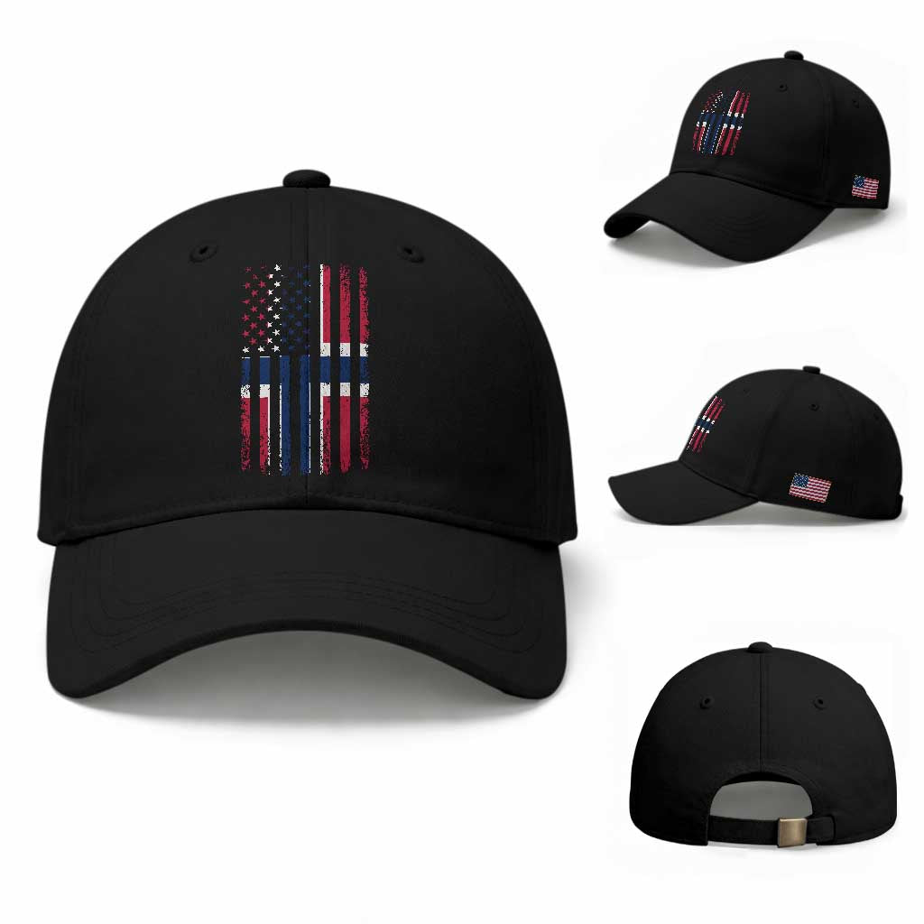 Norwegian Roots Half American Flag USA Norway Pride Baseball Cap
