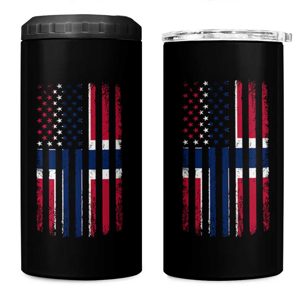 Norwegian Roots Half American Flag USA Norway Pride 4 in 1 Can Cooler Tumbler