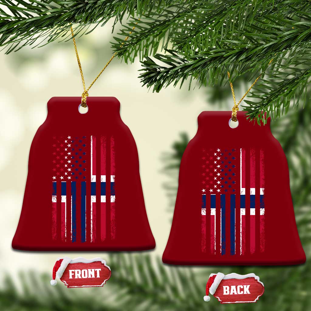 Norwegian Roots Half American Flag USA Norway Pride Ceramic Ornament