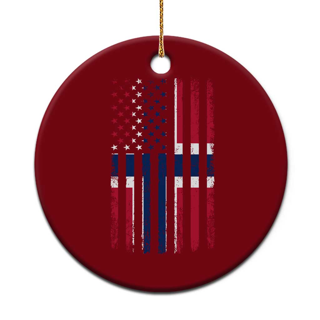 Norwegian Roots Half American Flag USA Norway Pride Ceramic Ornament