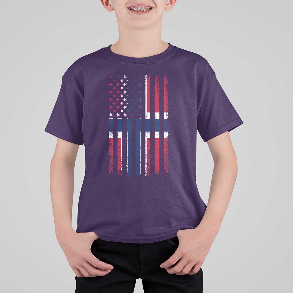 Norwegian Roots Half American Flag USA Norway Pride T Shirt For Kid
