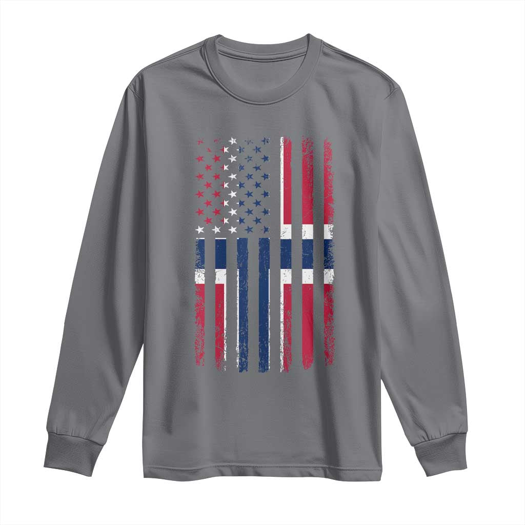 Norwegian Roots Half American Flag USA Norway Pride Long Sleeve Shirt
