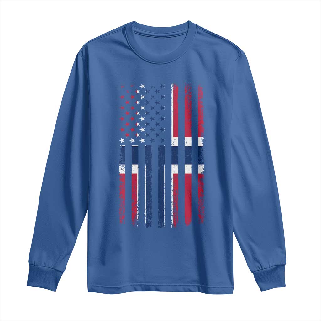 Norwegian Roots Half American Flag USA Norway Pride Long Sleeve Shirt