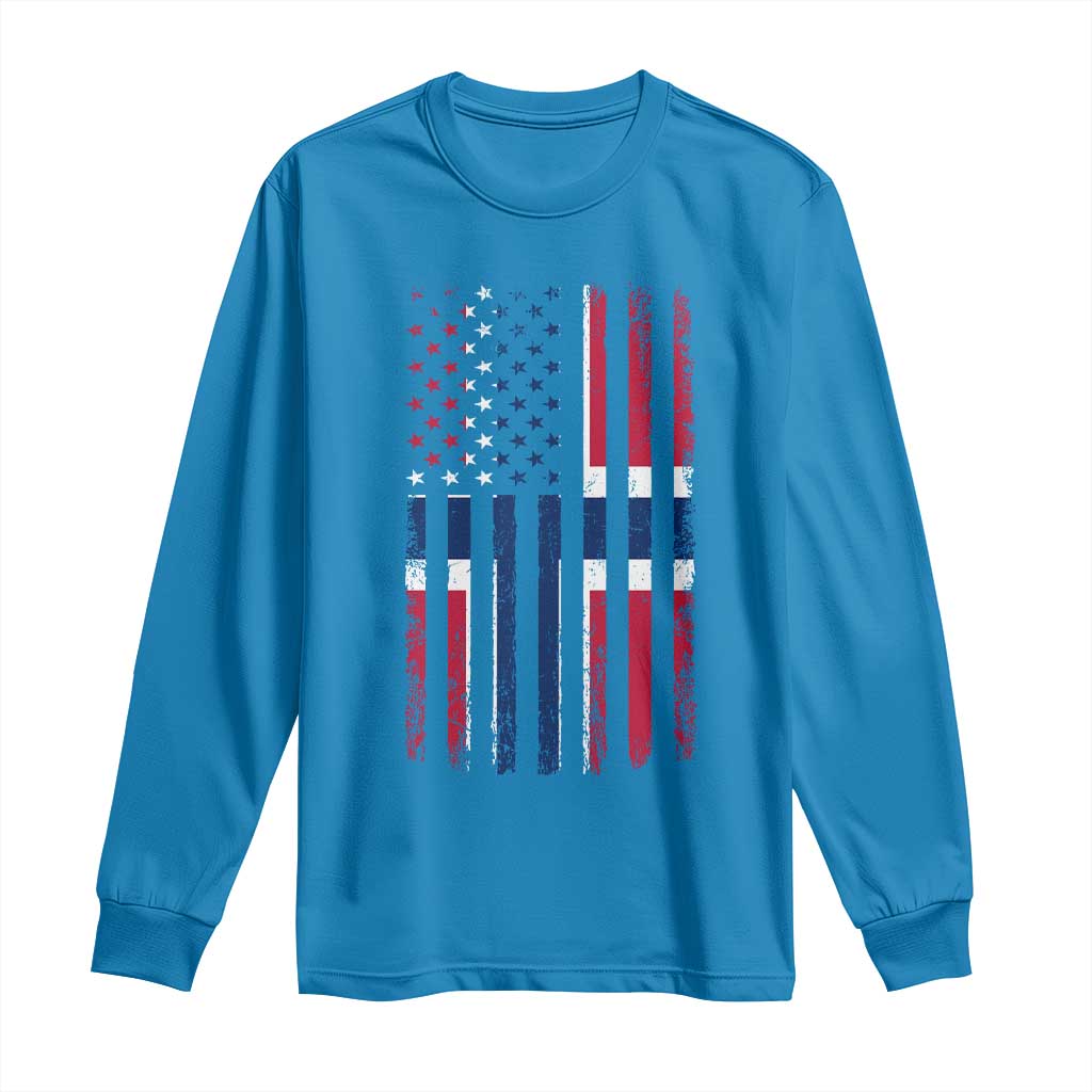 Norwegian Roots Half American Flag USA Norway Pride Long Sleeve Shirt