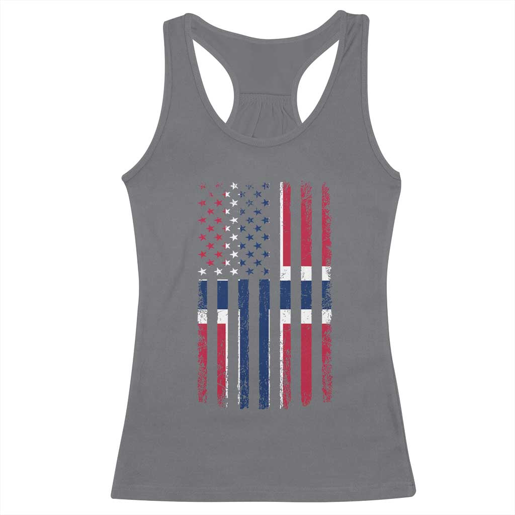 Norwegian Roots Half American Flag USA Norway Pride Racerback Tank Top
