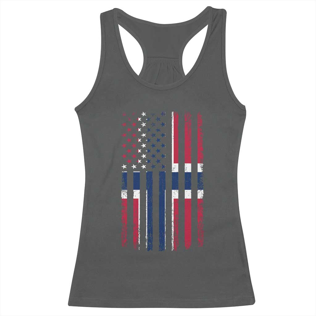 Norwegian Roots Half American Flag USA Norway Pride Racerback Tank Top