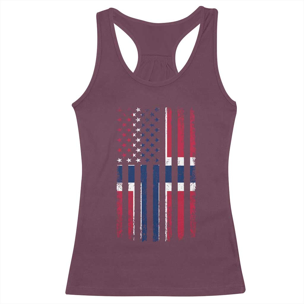 Norwegian Roots Half American Flag USA Norway Pride Racerback Tank Top