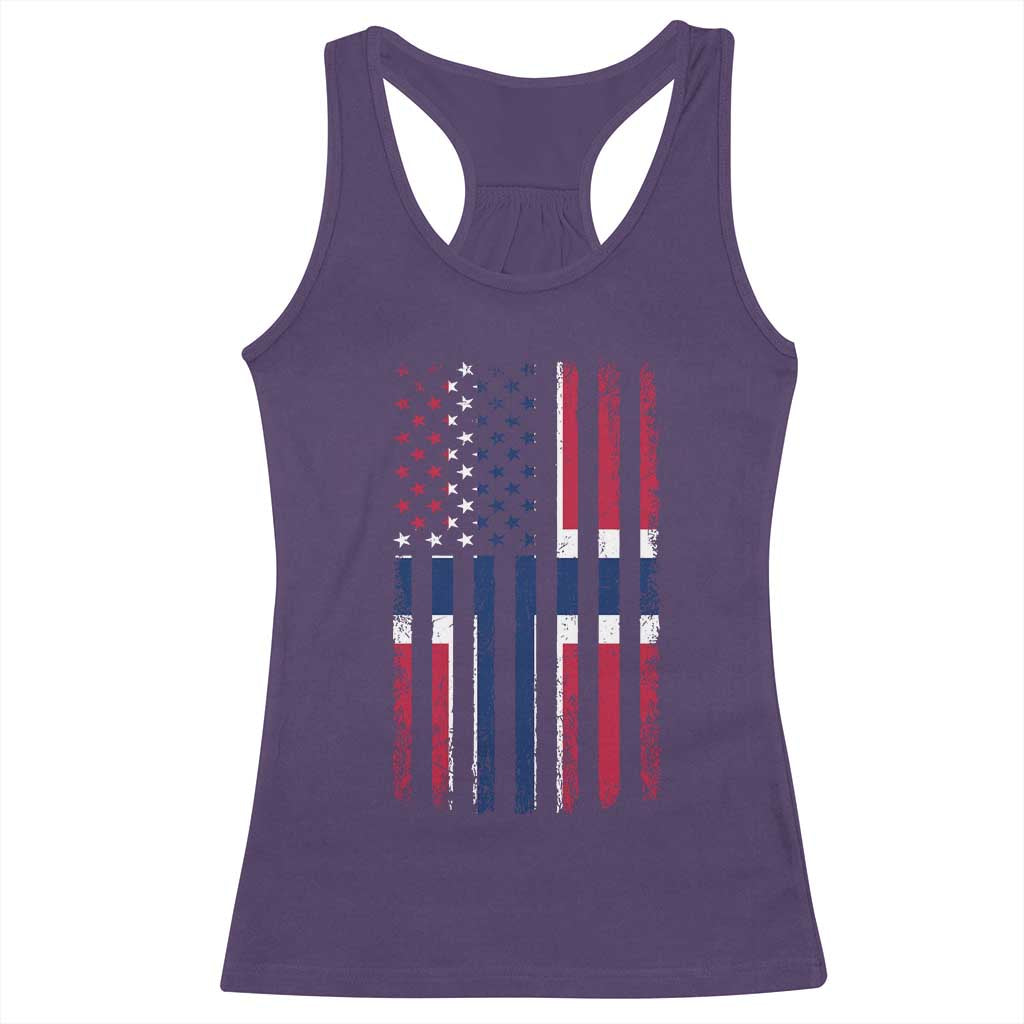 Norwegian Roots Half American Flag USA Norway Pride Racerback Tank Top