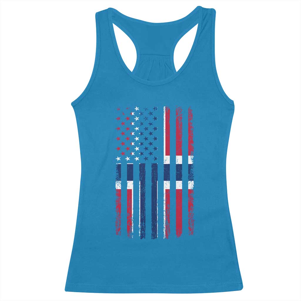 Norwegian Roots Half American Flag USA Norway Pride Racerback Tank Top
