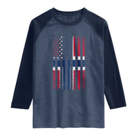 Norwegian Roots Half American Flag USA Norway Pride Raglan Shirt
