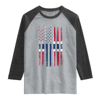 Norwegian Roots Half American Flag USA Norway Pride Raglan Shirt