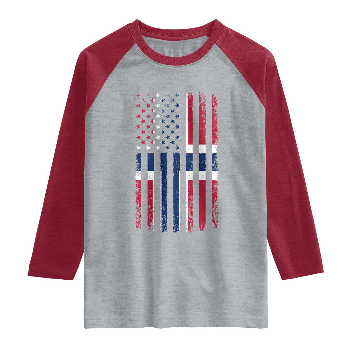 Norwegian Roots Half American Flag USA Norway Pride Raglan Shirt