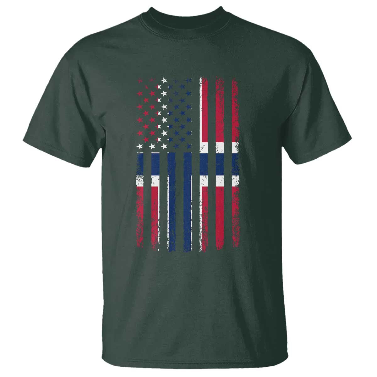Norwegian Roots Half American Flag USA Norway Pride T Shirt