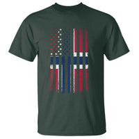Norwegian Roots Half American Flag USA Norway Pride T Shirt