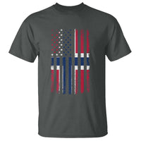Norwegian Roots Half American Flag USA Norway Pride T Shirt