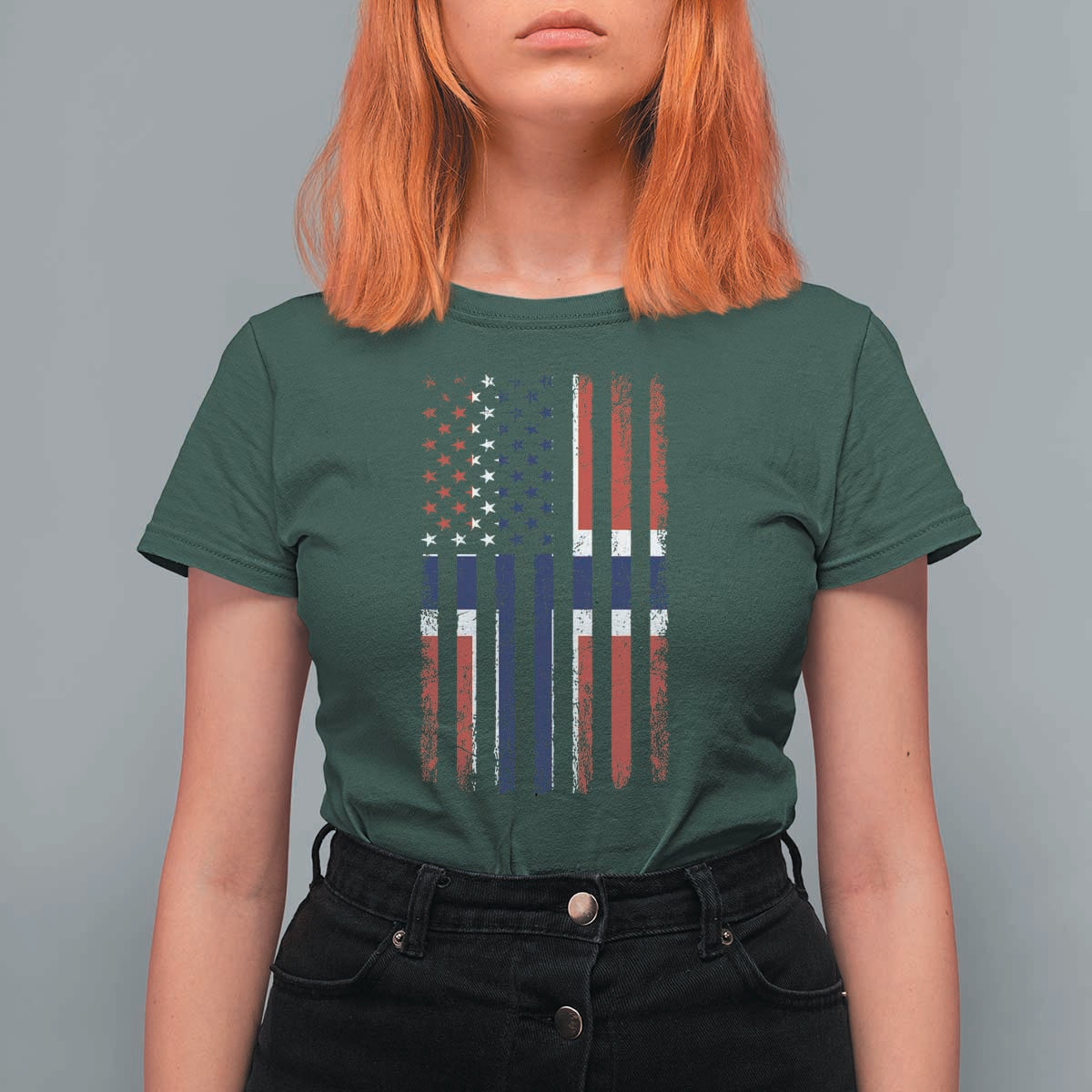 Norwegian Roots Half American Flag USA Norway Pride T Shirt For Women