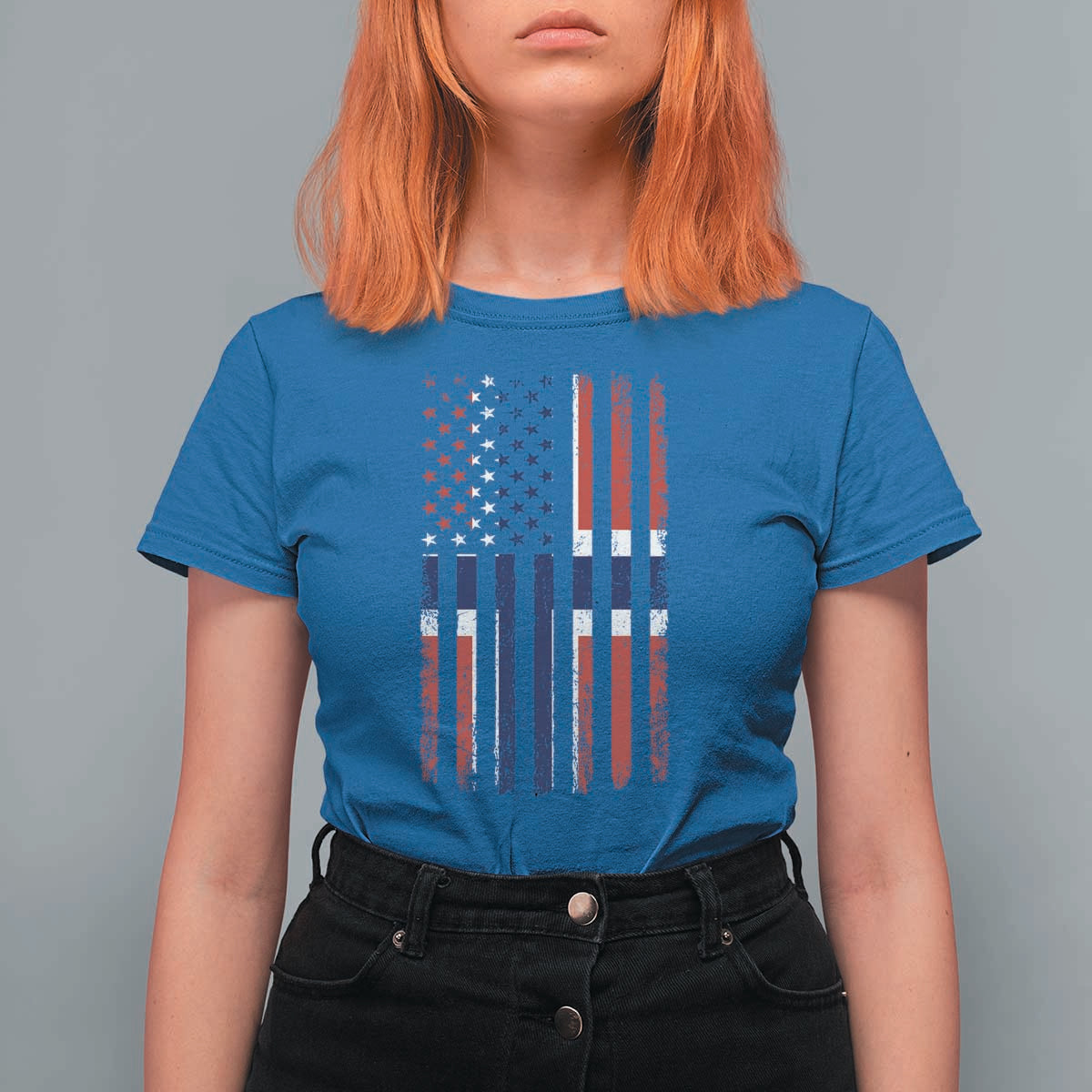 Norwegian Roots Half American Flag USA Norway Pride T Shirt For Women