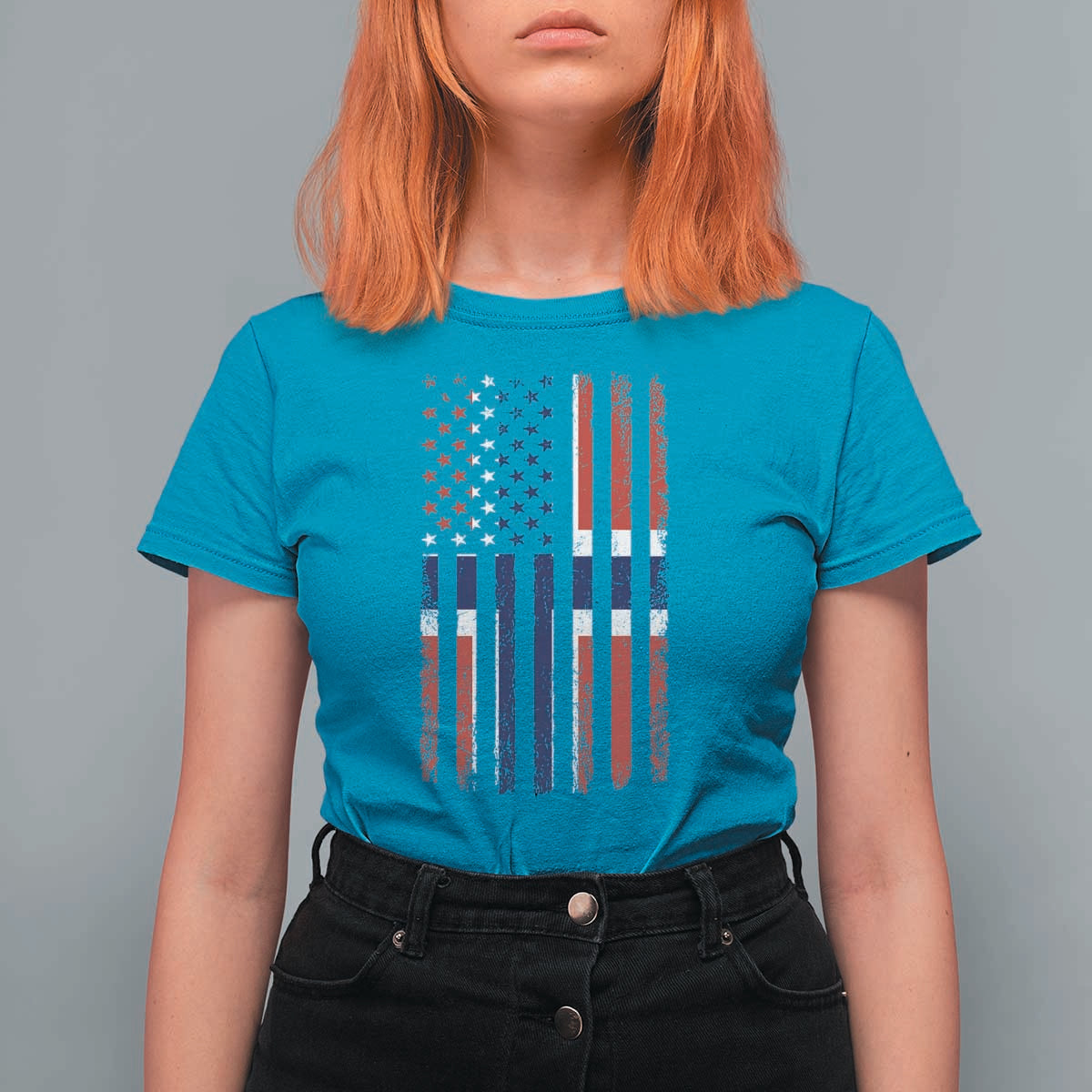 Norwegian Roots Half American Flag USA Norway Pride T Shirt For Women