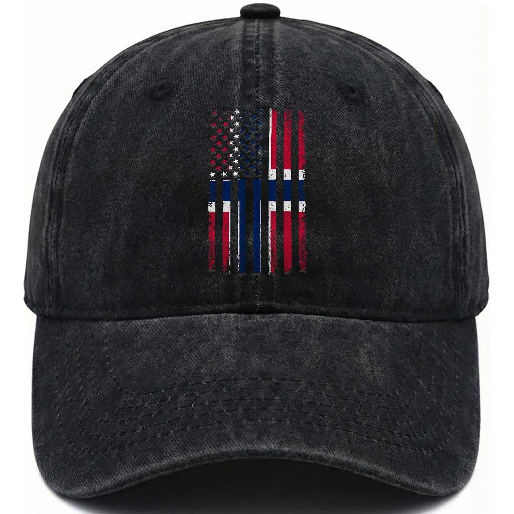Norwegian Roots Half American Flag USA Norway Pride Washed Cotton Baseball Cap