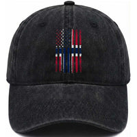Norwegian Roots Half American Flag USA Norway Pride Washed Cotton Baseball Cap