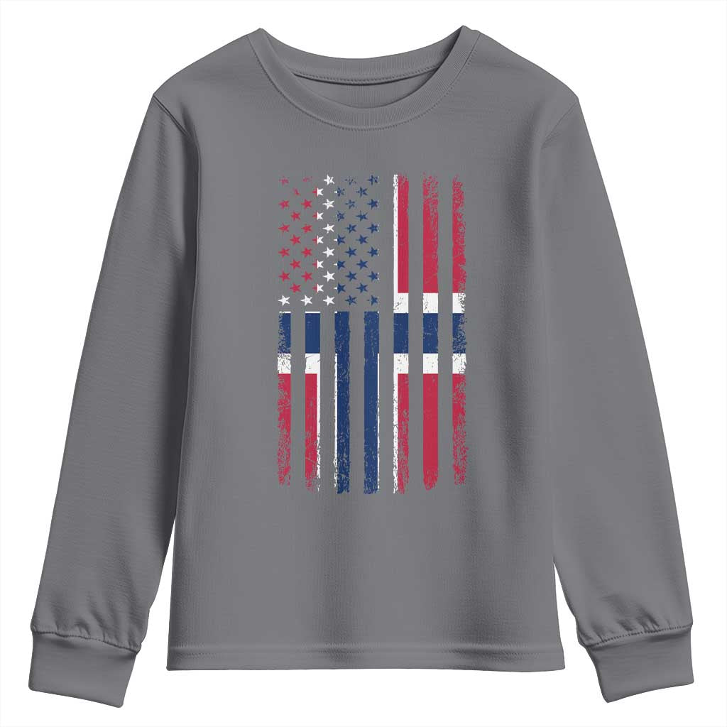 Norwegian Roots Half American Flag USA Norway Pride Youth Sweatshirt