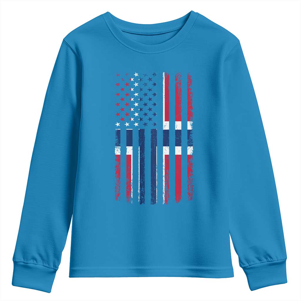 Norwegian Roots Half American Flag USA Norway Pride Youth Sweatshirt