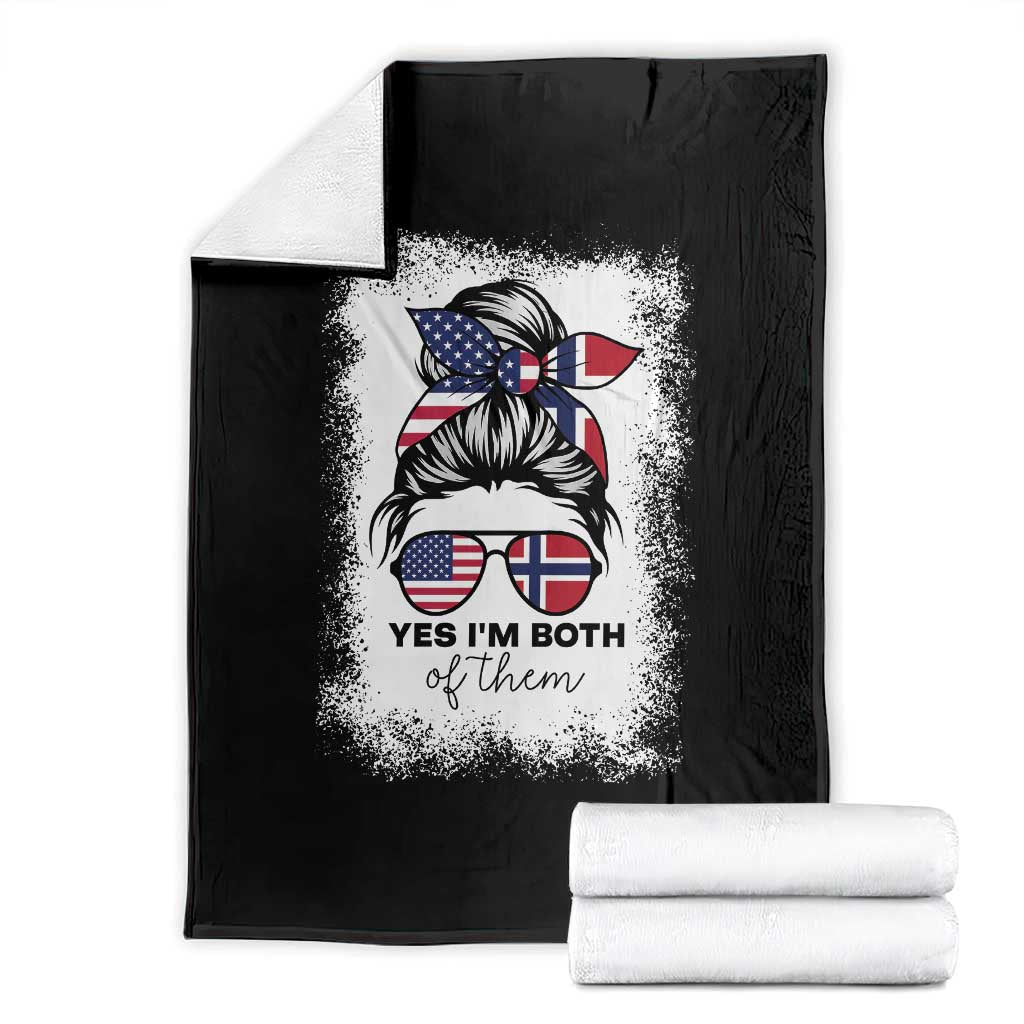 Yes I'm Both of Them Half Norwegian American Throw Blanket