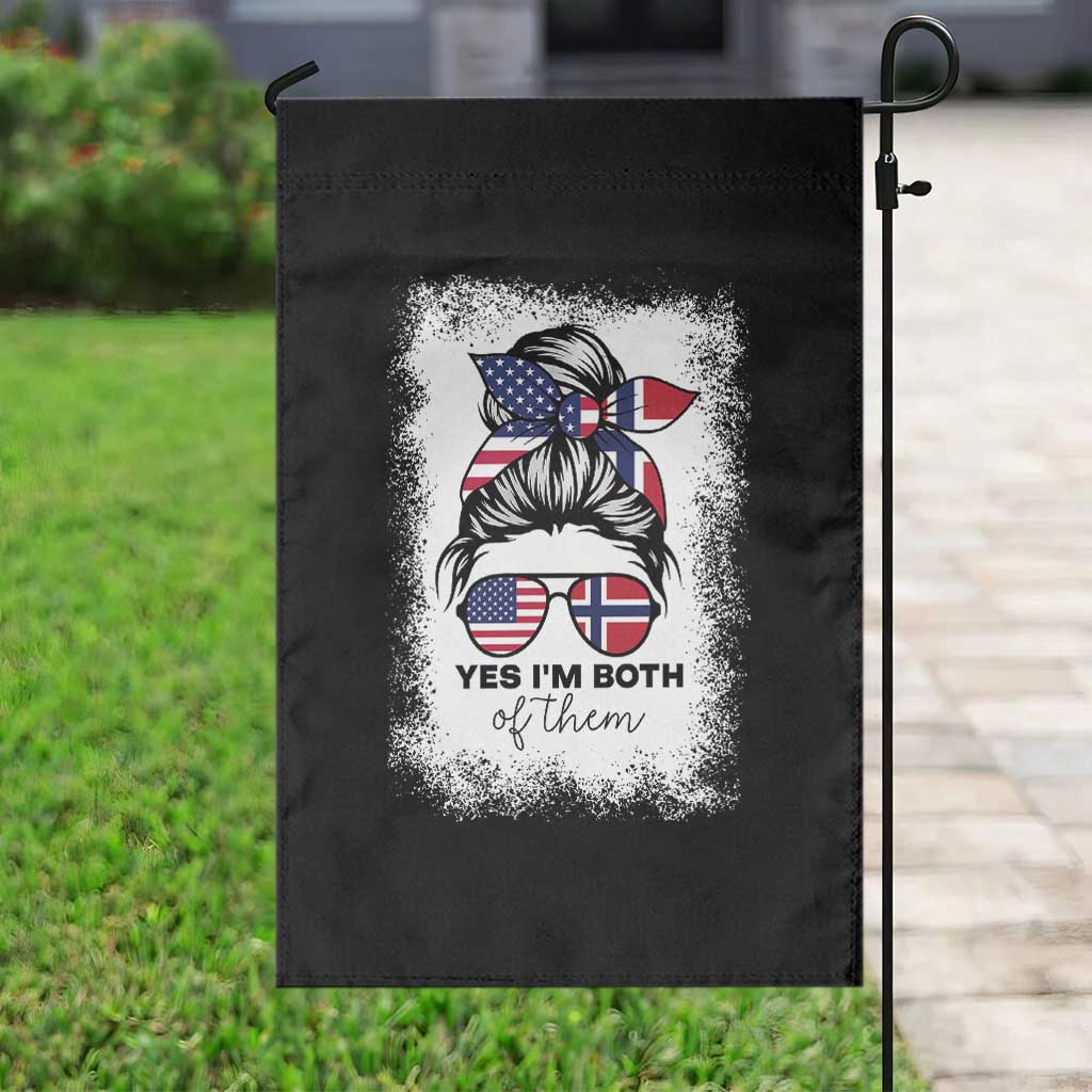 Yes I'm Both of Them Half Norwegian American Garden Flag