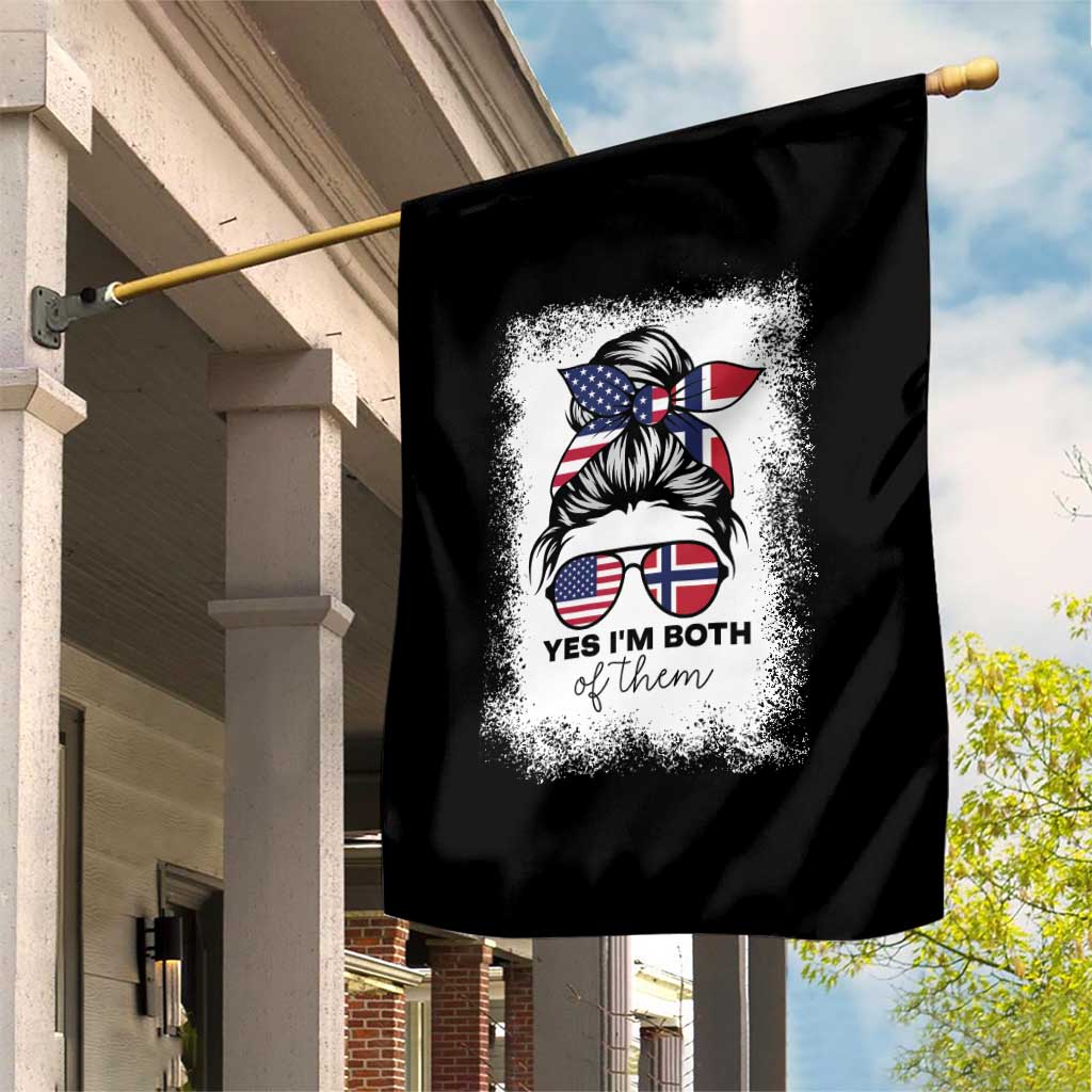 Yes I'm Both of Them Half Norwegian American Garden Flag