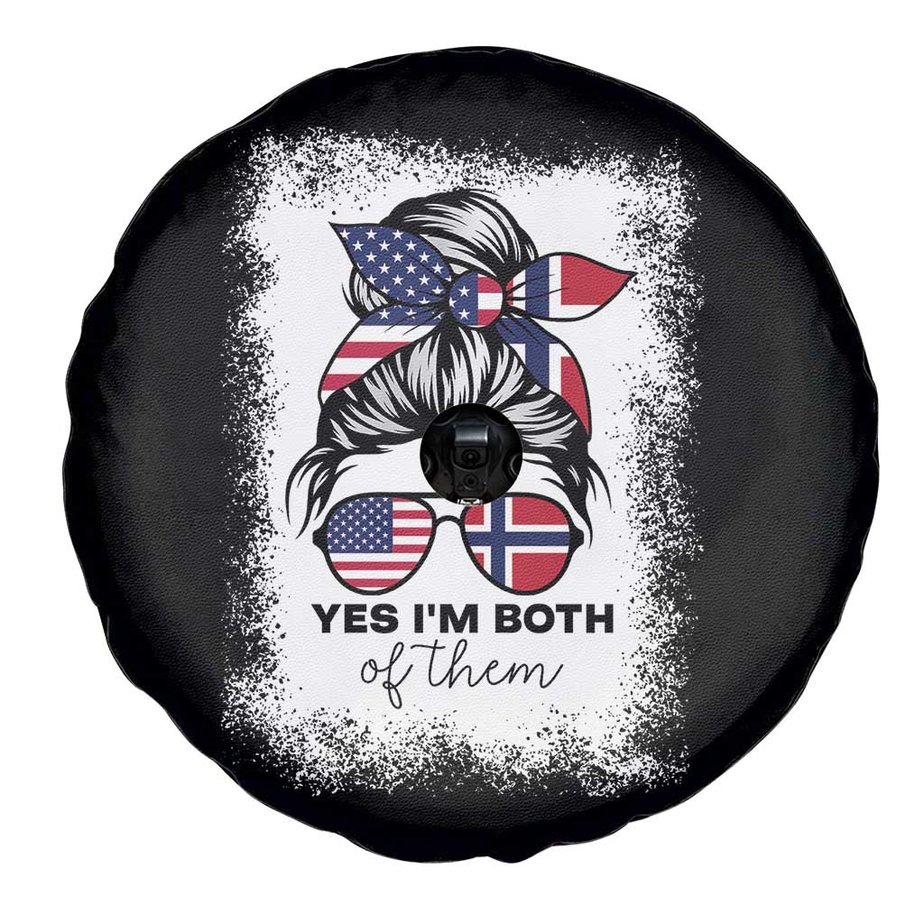 Yes I'm Both of Them Half Norwegian American Spare Tire Cover