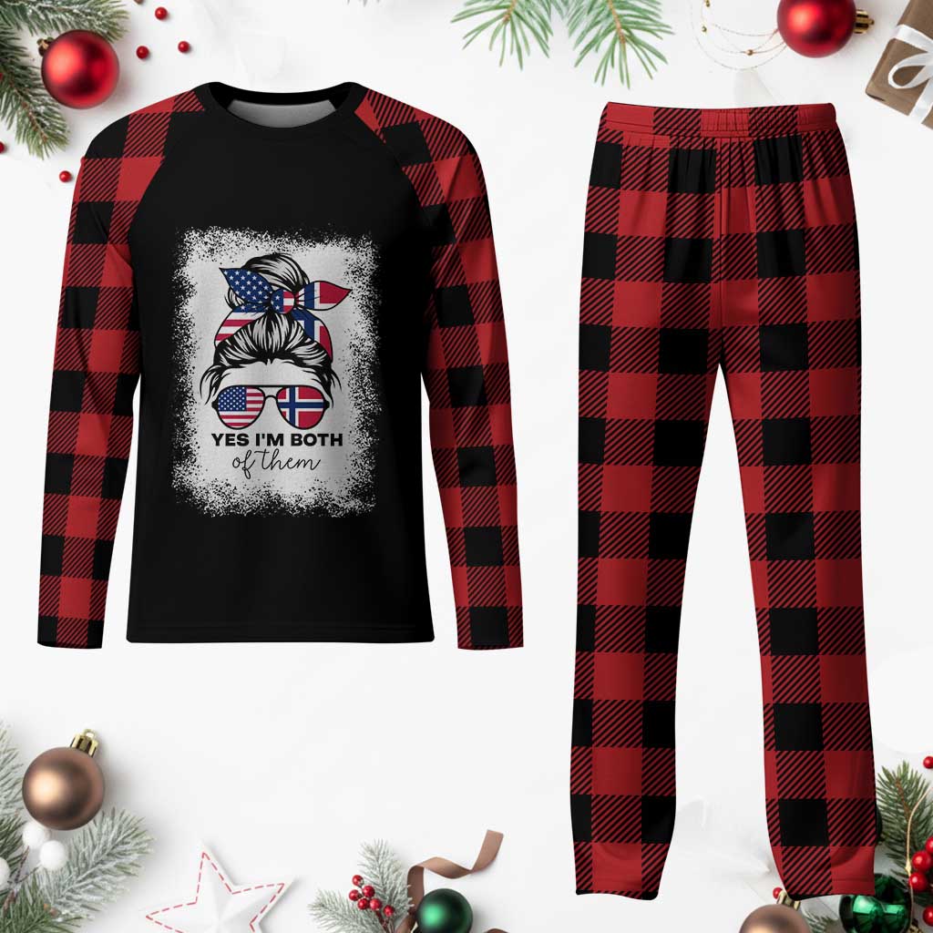 Yes I'm Both of Them Half Norwegian American Plaid Pajama Set