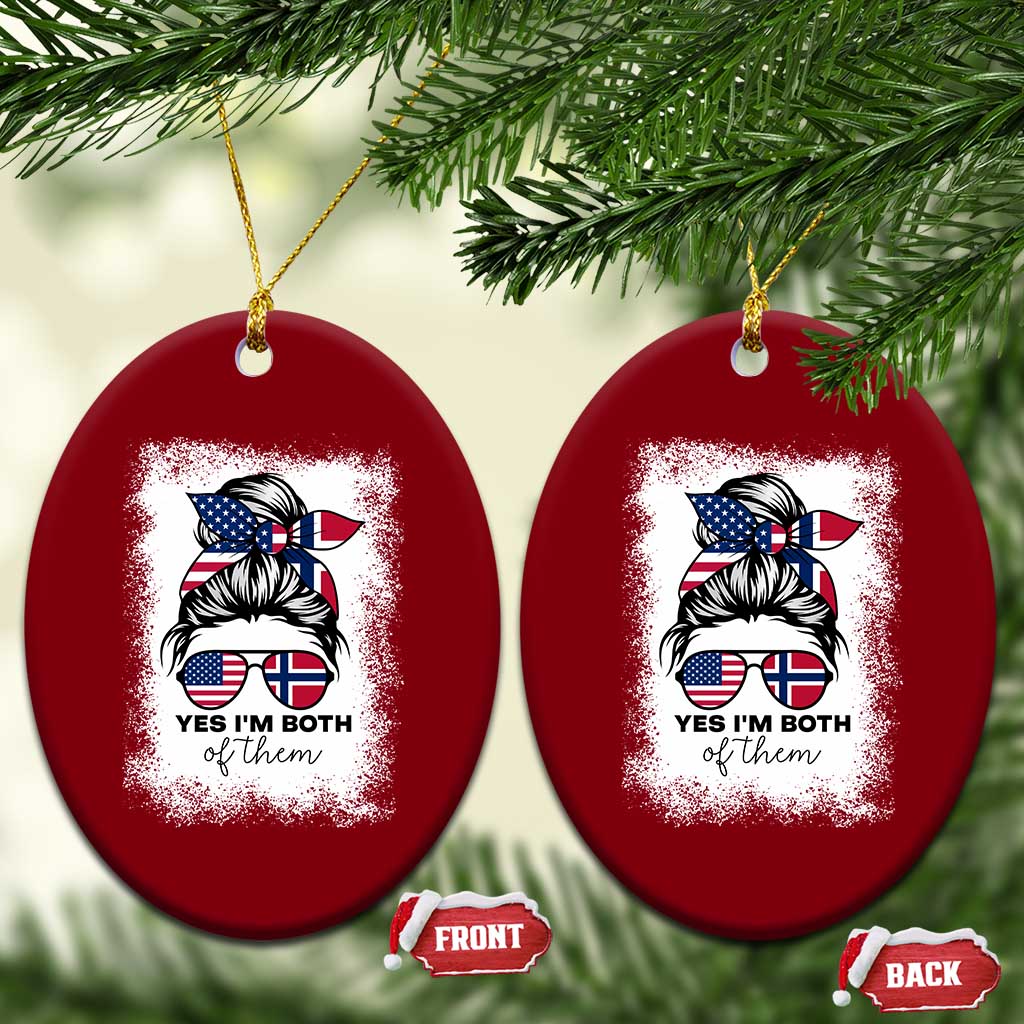 Yes I'm Both of Them Half Norwegian American Ceramic Ornament