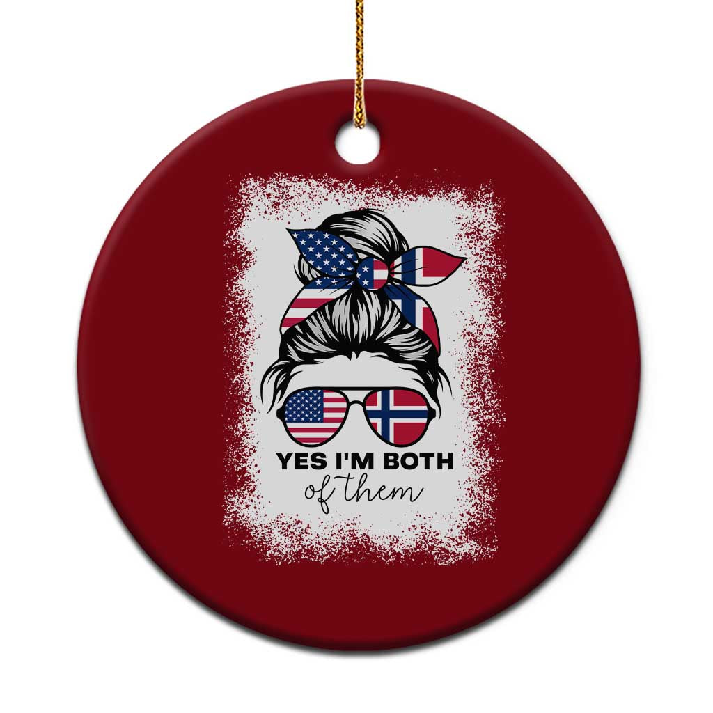 Yes I'm Both of Them Half Norwegian American Ceramic Ornament