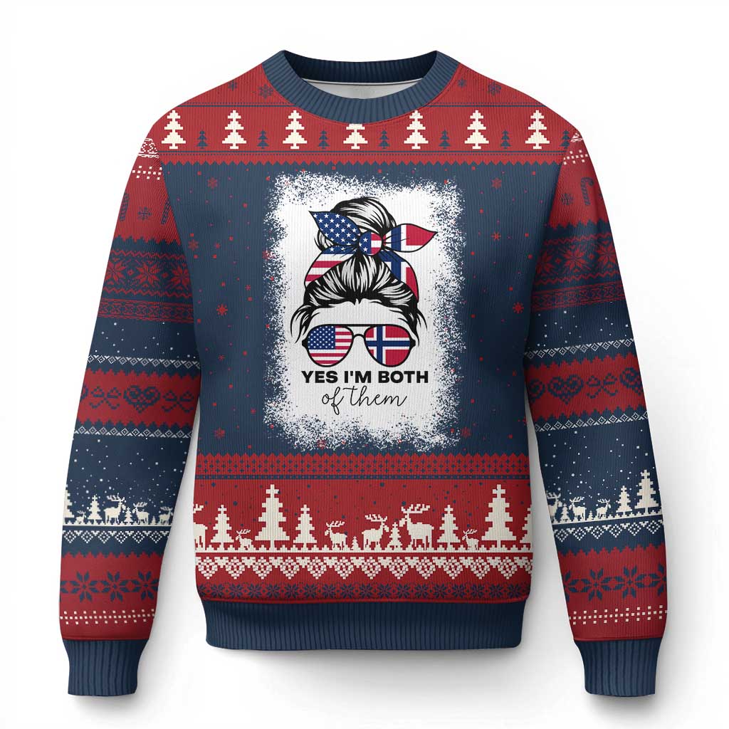 Yes I'm Both of Them Half Norwegian American Ugly Christmas Sweater