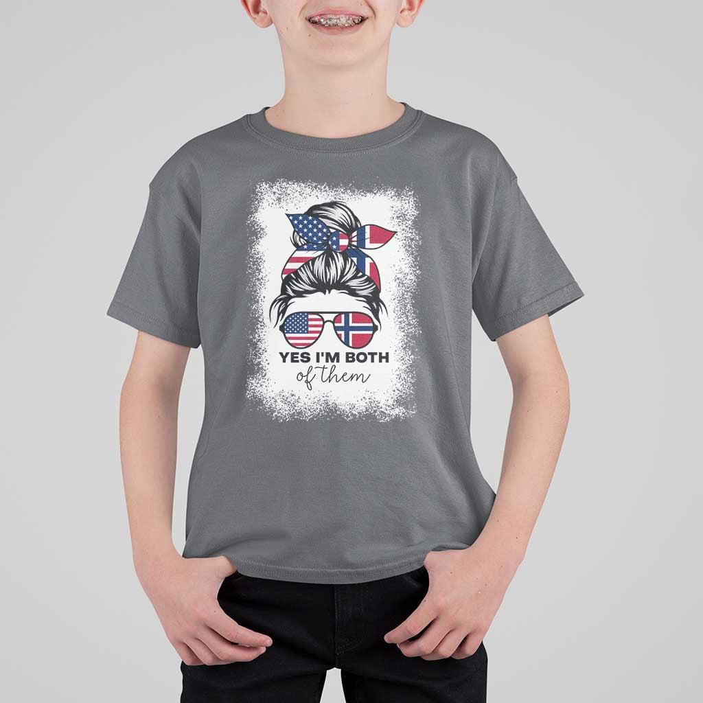 Yes I'm Both of Them Half Norwegian American T Shirt For Kid