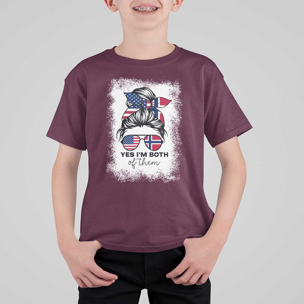 Yes I'm Both of Them Half Norwegian American T Shirt For Kid