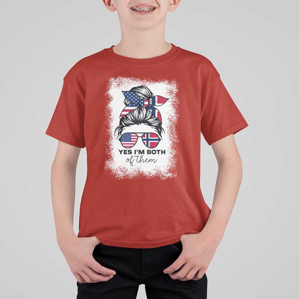Yes I'm Both of Them Half Norwegian American T Shirt For Kid