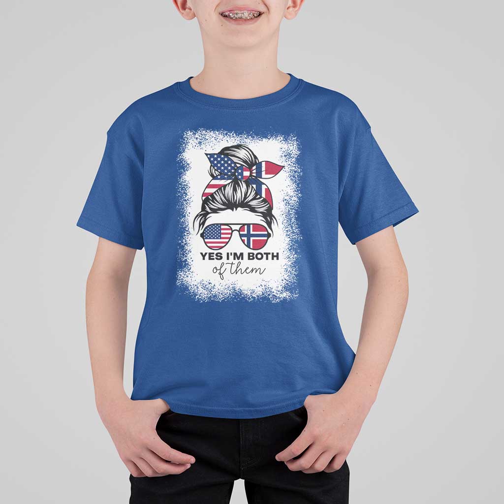 Yes I'm Both of Them Half Norwegian American T Shirt For Kid