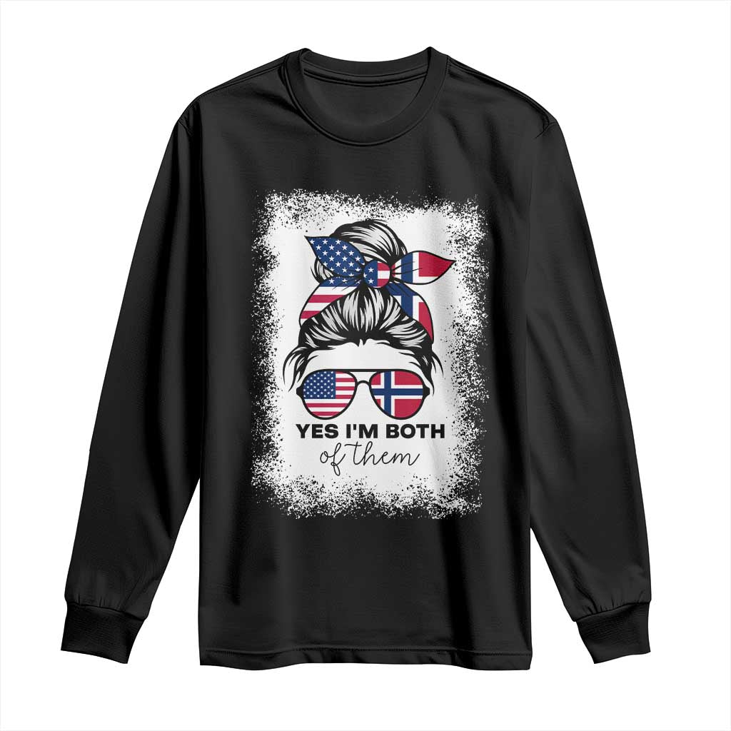 Yes I'm Both of Them Half Norwegian American Long Sleeve Shirt