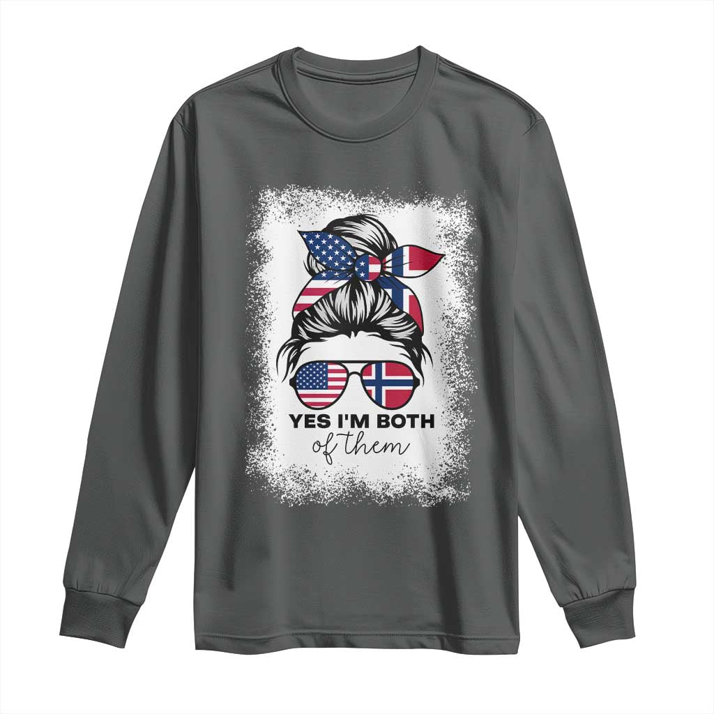 Yes I'm Both of Them Half Norwegian American Long Sleeve Shirt