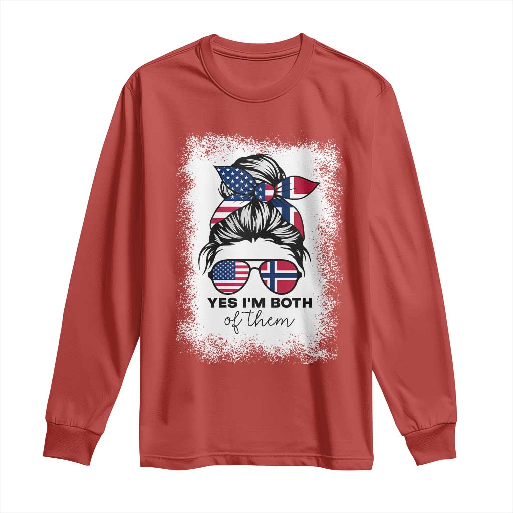 Yes I'm Both of Them Half Norwegian American Long Sleeve Shirt