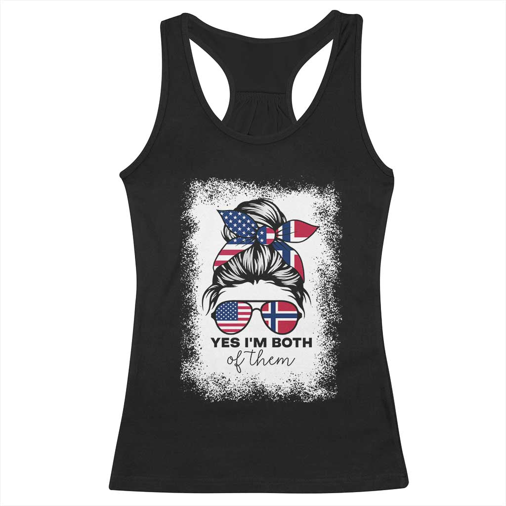 Yes I'm Both of Them Half Norwegian American Racerback Tank Top