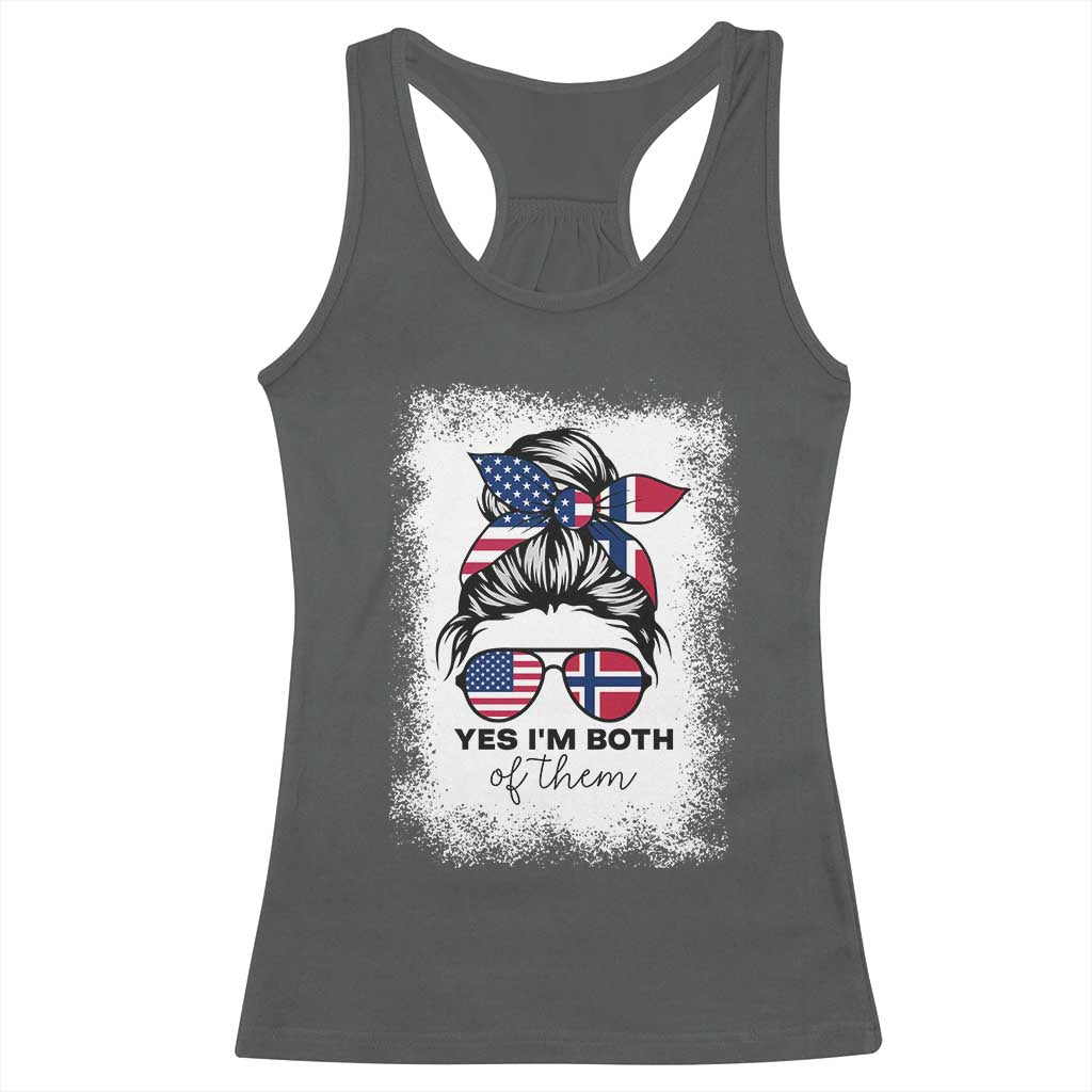 Yes I'm Both of Them Half Norwegian American Racerback Tank Top